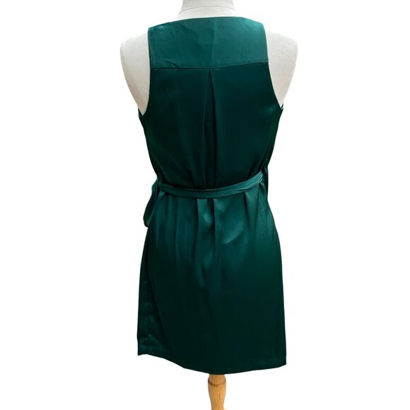 Gap Satin Wrap Sleeveless Cocktail Dress Sz XSP Emerald Green Mini Holiday Party - Picture 5 of 12